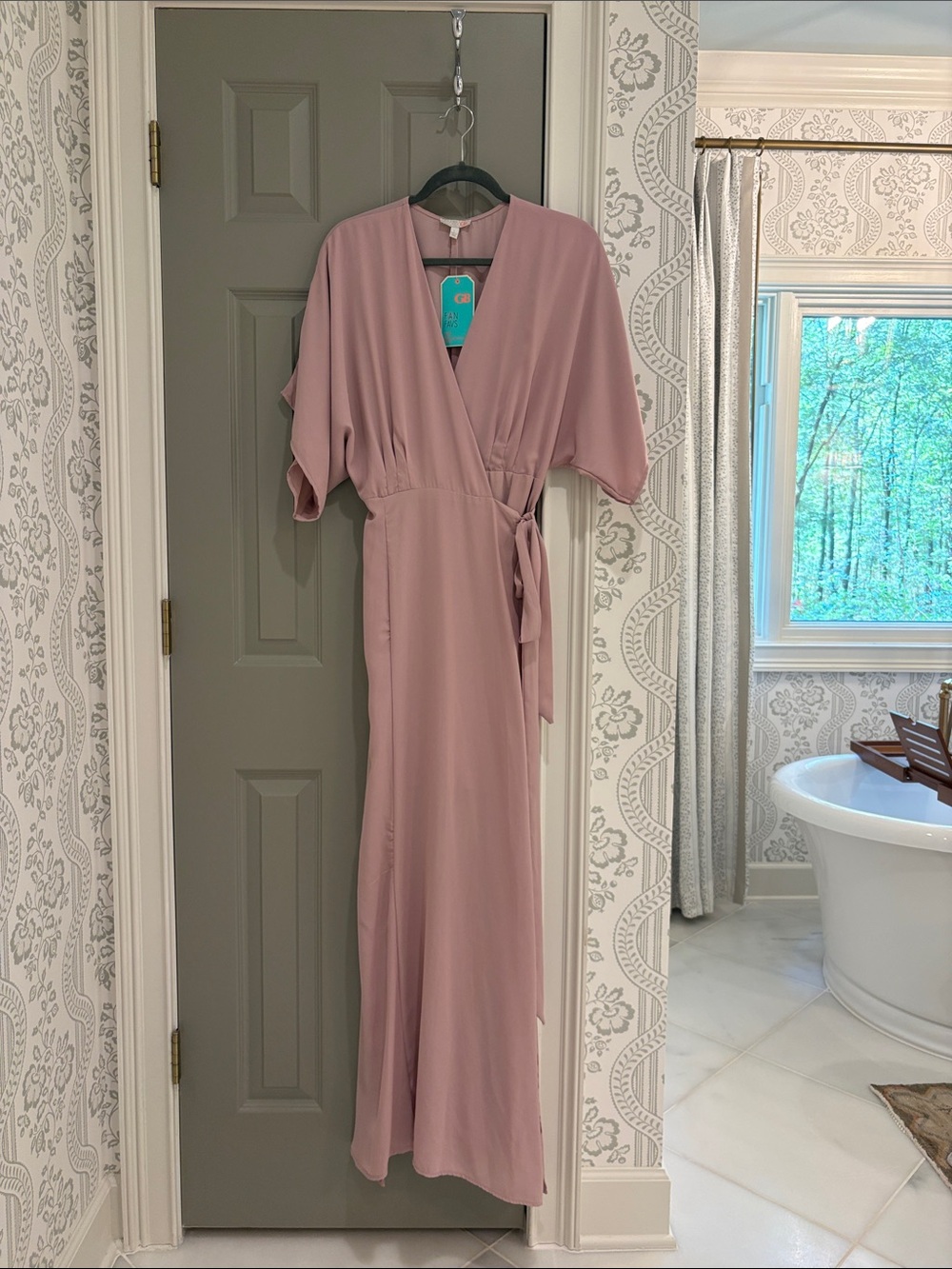 GB Mauve Wrap Maxi Dress with Tie Waist